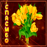 Анимированная открытка с желтыми тюльпанами Спасибо