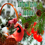 Picture милая открытка с красной птичкой добрый день - любовь