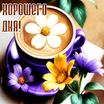 Нежная гиф-открытка с кофе Хорошего дня