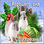 Прикольная открытка с зайцами Хорошого дня Воскресенья!