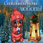 Роскошная открытка с медвежонком Спокойной ночи - любовь!