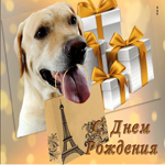 Сентиментальная и искренняя гиф-открытка с собачкой С Днем Рождения