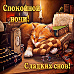 Сказочная открытка с котиком Спокойной ночи, сладких снов