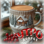 Снежная доброжелательная гифка Утро доброе