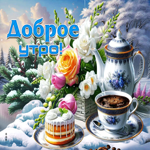 Снежная душевная гифка Доброе утро