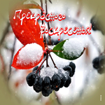 Снежная открытка с ягодами Прекрасного воскресенья