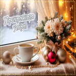 Снежная трогательная гифка Прекрасного утра