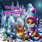 Снежная яркая гифка Уютного вечера