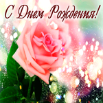 Современная и оригинальная гиф-открытка с розой С Днем Рождения