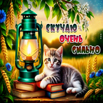 Творческая летняя гиф-открытка Скучаю очень сильно