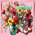 Удивительная весенняя открытка с цветами Для тебя