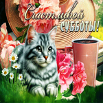 Вдохновенная открытка с котиком Счастливой субботы