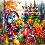 Великолепно-золотая осенняя гифка Доброе утречко