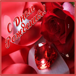 Веселая и стильная гиф-открытка с красными розами С Днем Рождения