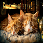 Волшебная и загадочная гиф-открытка с котиками Спокойной ночи