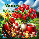 Волшебная весенняя гиф-открытка Моим друзьям