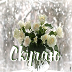 Зимняя открытка с атмосферой свежего снега и розами Скучаю
