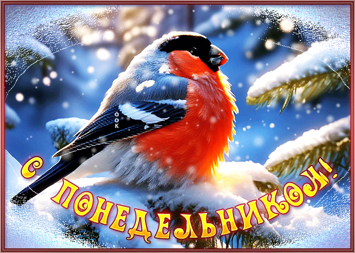 Postcard чудесная и оригинальная зимняя гиф-открытка с понедельником