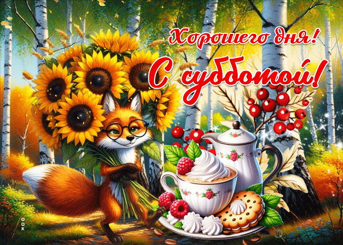 Postcard чудесная осенняя гифка хорошего дня! с субботой