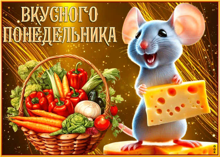 Picture цветастая анимационная открытка с крыской приятного аппетита
