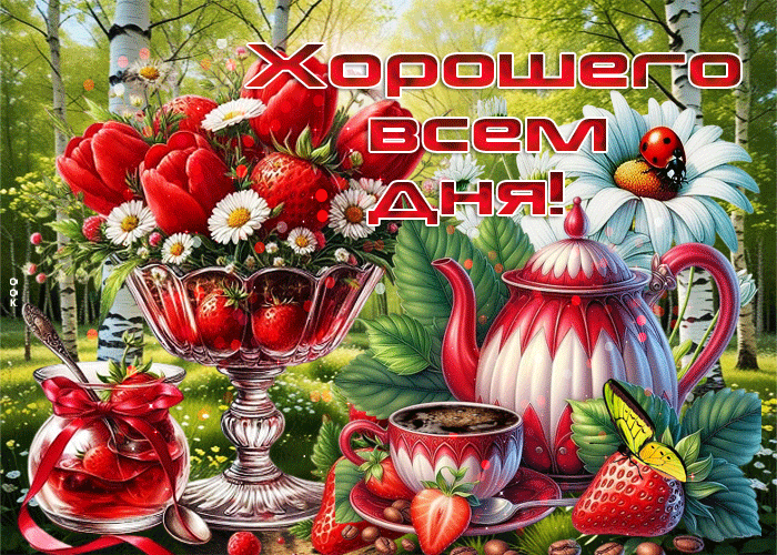 Postcard цветущая летняя гиф-открытка хорошего всем дня!