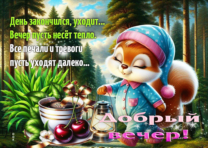 Postcard день закончился, уходит, вечер пусть несет тепло