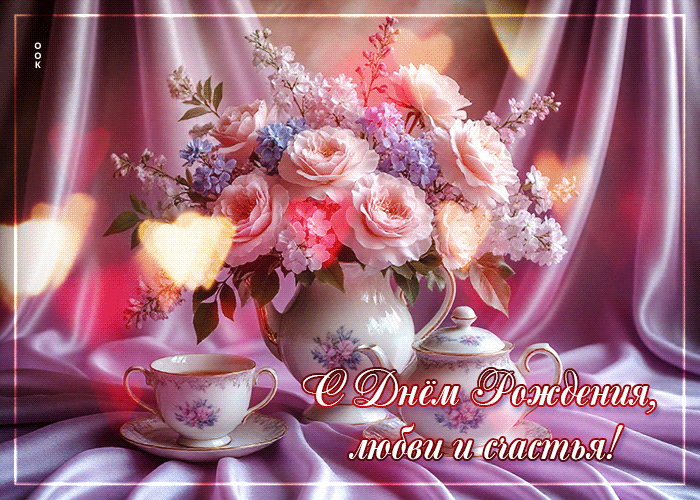 Postcard доброжелательная гифка с днем рождения! любви и счастья