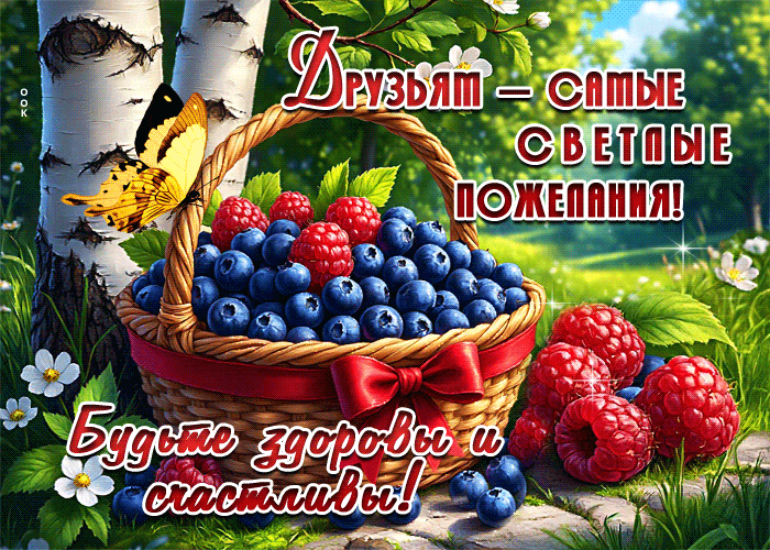 Postcard друзьям - самые светлые пожелания! будьте здоровы и счастливы