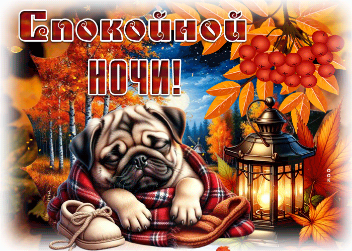Picture душевно-тёплая осенняя гифка спокойной ночи