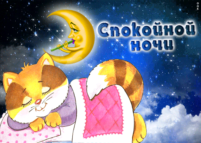 Picture эффектная открытка спокойной ночи! со спящей кошкой