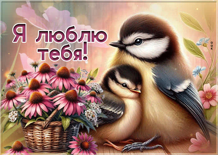 Postcard фантастическая открытка с птичками я люблю тебя