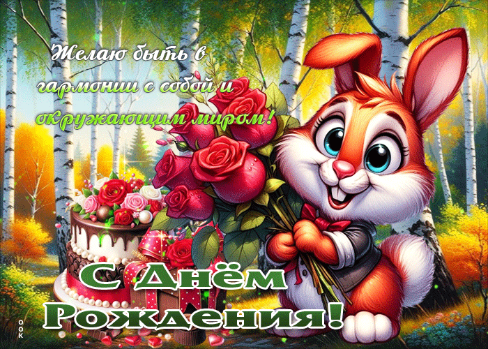 Postcard гифка будь в гармонии с собой! с днем рождения!