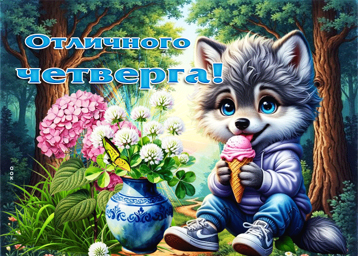 Postcard искристая летняя гиф-открытка отличного четверга