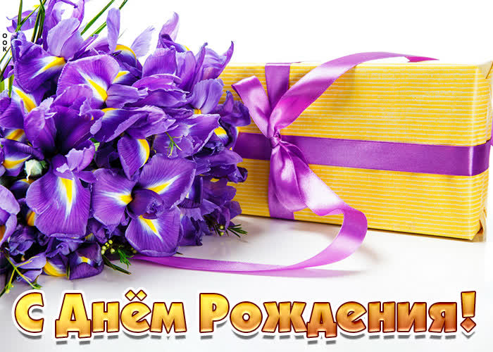 Картинка с днем рождения женщине с ирисами - Скачать бесплатно на ...