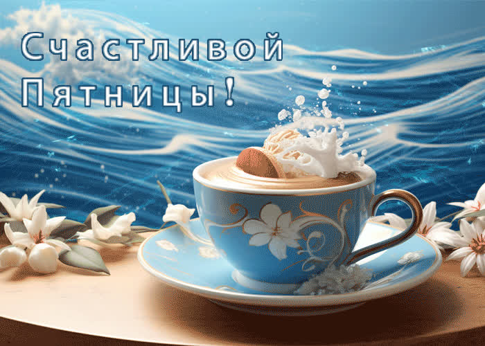 Picture красивая морская открытка с чашечкой счастливой пятницы