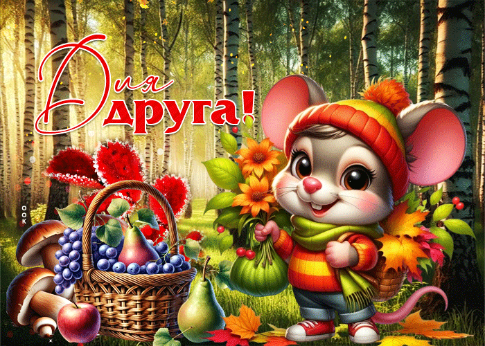 Picture красочная осенняя гиф-открытка для друга