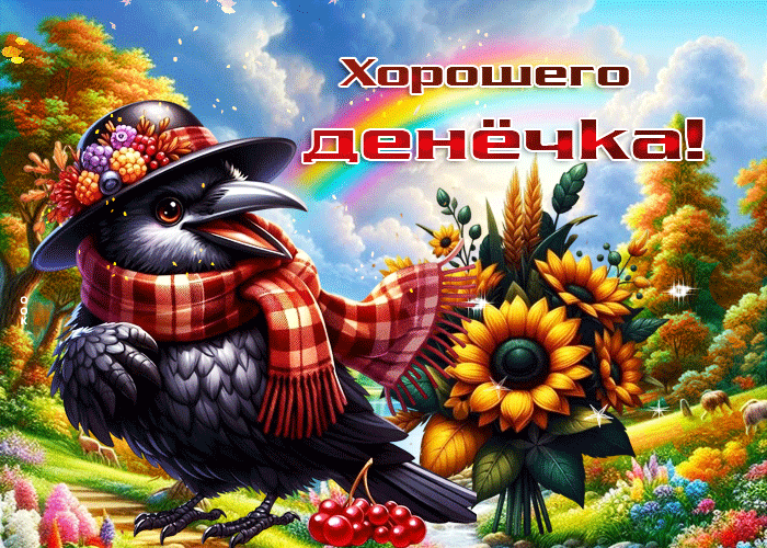 Postcard красочная осенняя гифка хорошего денечка