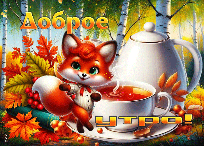 Postcard ласковая и солнечная осенняя гифка доброе утро