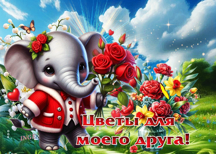 Postcard ласковая весенняя гиф-открытка цветы для моего друга