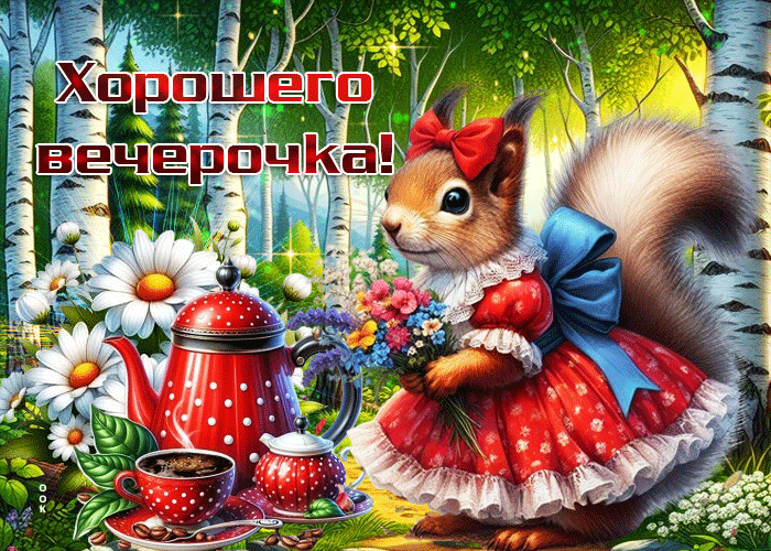 Postcard лёгкая романтичная летняя гиф-открытка хорошего вечерочка