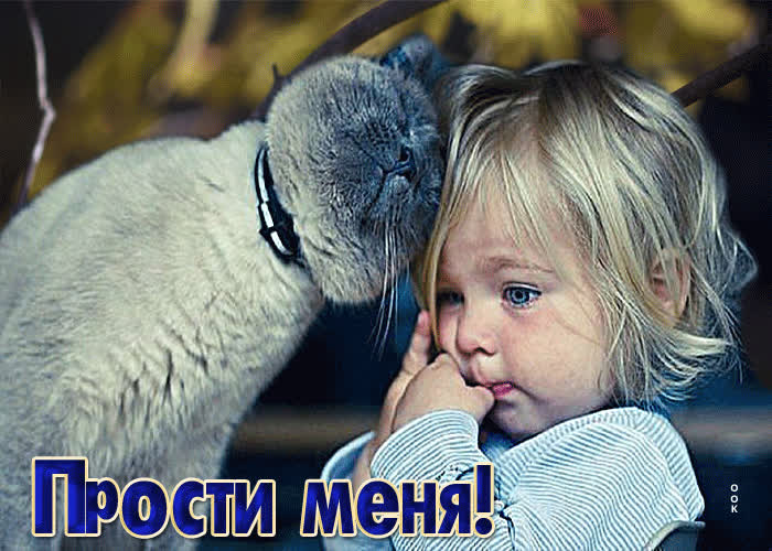 Милая открытка Прости меня! С девочкой и кошечкой- Скачать бесплатно на ...