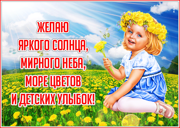 Picture милая открытка желаю яркого солнца, мирного неба, море цветов