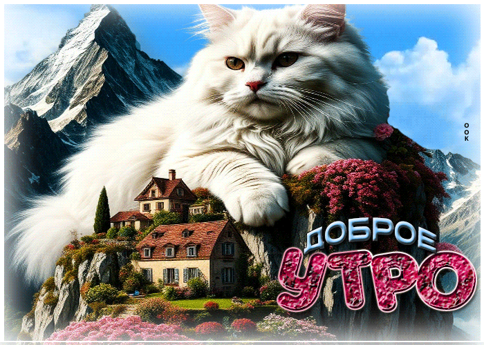 Postcard очаровательная гиф-открытка с котом доброе утро