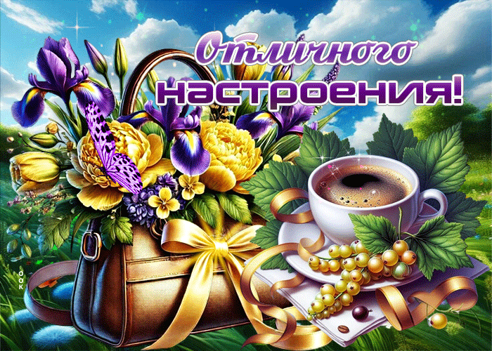 Postcard очаровательная летняя гиф-открытка отличного настроения