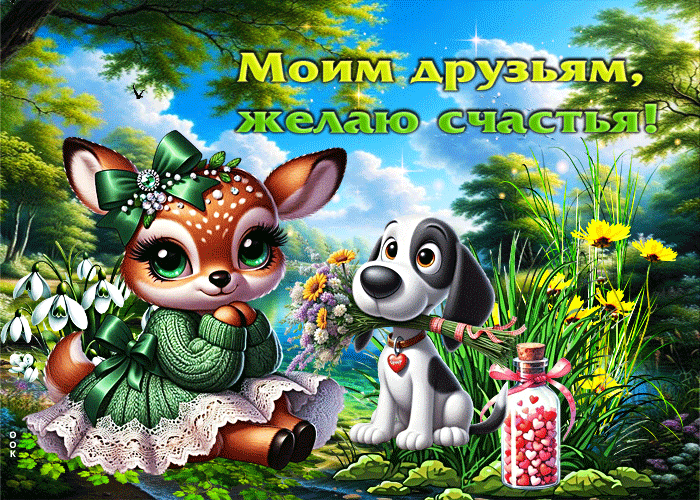 Postcard открытка моим друзьям желаю счастья