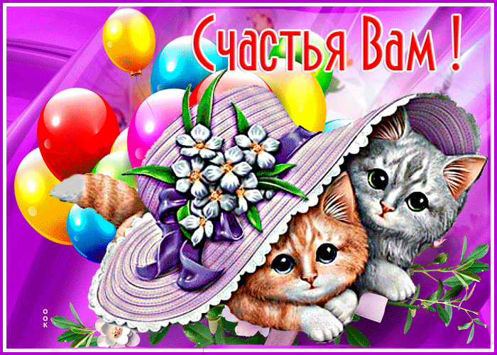 Postcard отличная открытка с котятами счастья вам!