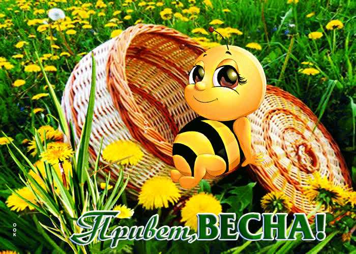 Postcard потрясная открытка с пчелкой привет, весна!