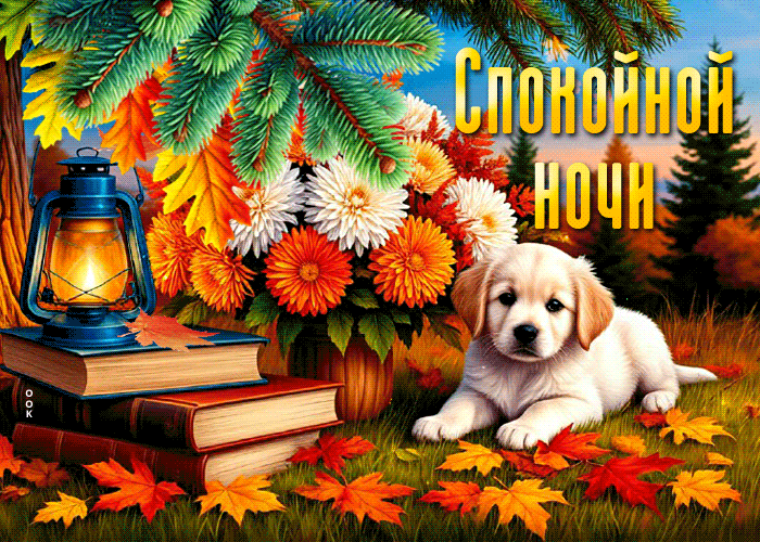 Postcard прекрасная осенняя гиф-открытка спокойной ночи