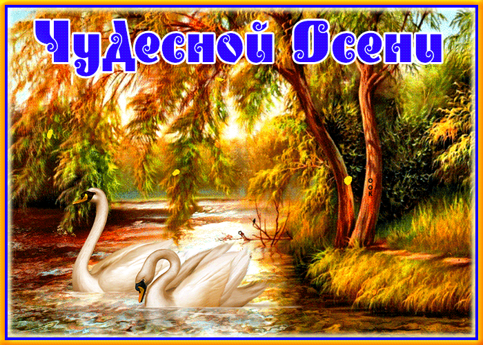 Postcard превосходная открытка чудесной осени! с лебедями