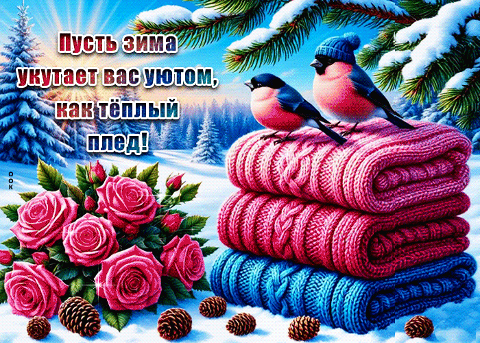 Postcard пусть зима укутает вас уютом, как теплый плед
